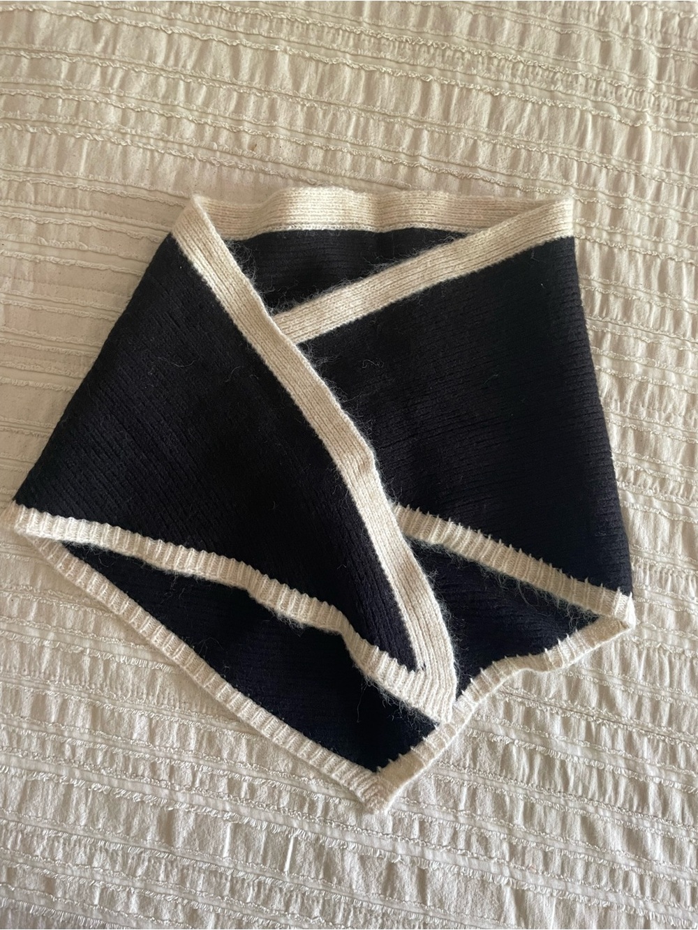 Black and Cream knit triangle scarf